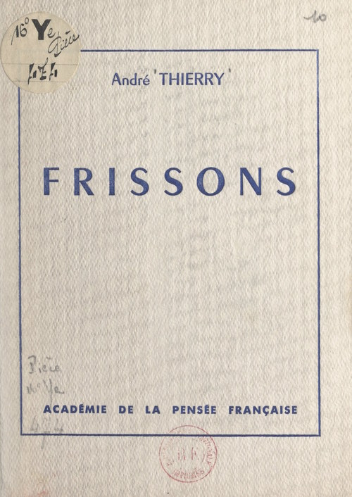 Couverture ebook de Frissons, de Andre Thierry