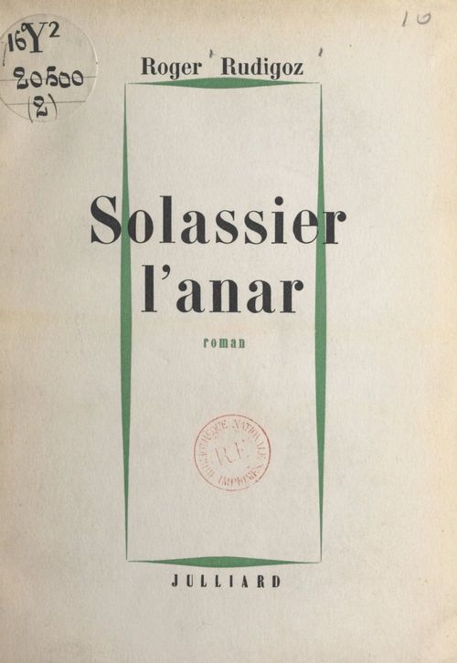 ebook cover of Solassier l'anar, by Roger Rudigoz