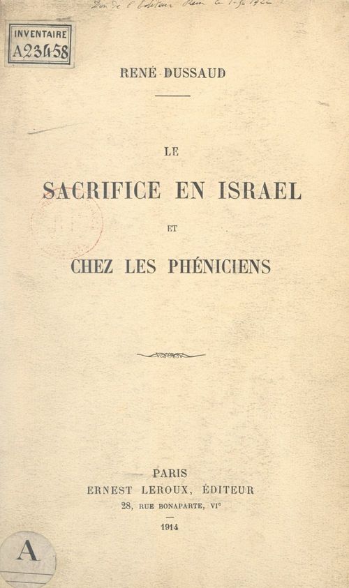 ebook cover of Le sacrifice en Israël et chez les Phéniciens, by Rene Dussaud