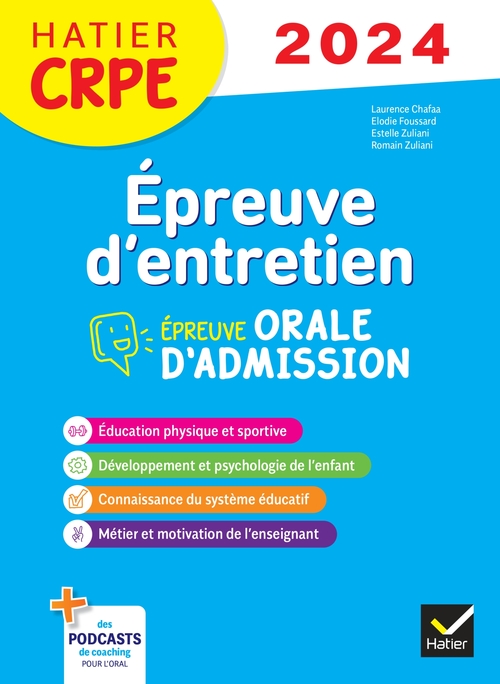 ebook cover of Epreuve d'entretien - CRPE 2024-2025 - Epreuve orale d'admission, by Elodie Foussard, Laurence Chafaa, Estelle Zuliani, Romain Zuliani