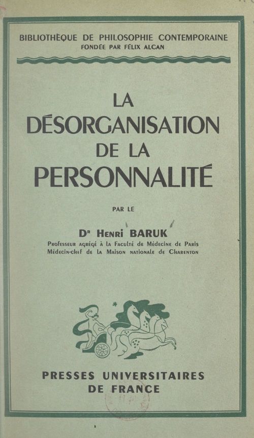 ebook cover of La désorganisation de la personnalité, by Henri Baruk