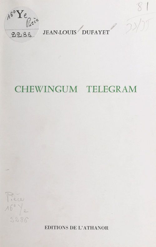 ebook cover of Chewingum telegram, by Jean-Louis Dufayet