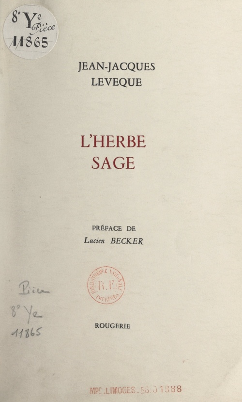ebook cover of L'herbe sage, by Jean-jacques Lévêque