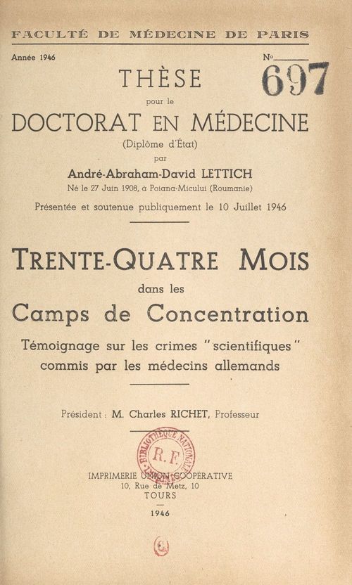 ebook cover of Trente-quatre mois dans les Camps de concentration, by Andre-Abraham-David Lettich