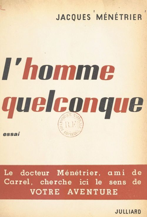 Couverture ebook de L'homme quelconque, de Jacques Menetrier