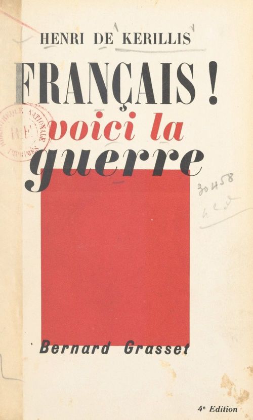 Couverture ebook de Français, voici la guerre !, de Henri De Kerillis
