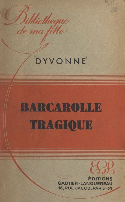 Couverture ebook de Barcarolle tragique, de Dyvonne