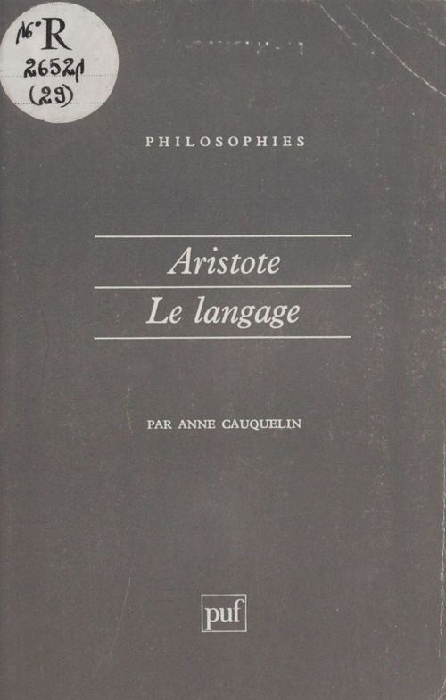 ebook cover of Aristote : le langage, by Anne Cauquelin