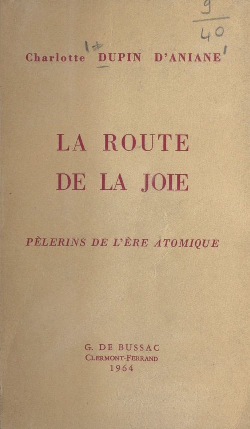 Couverture ebook de La route de la joie, de Charlotte Dupin D'Aniane