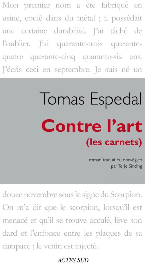 ebook cover of Contre l'art, by Tomas Espedal