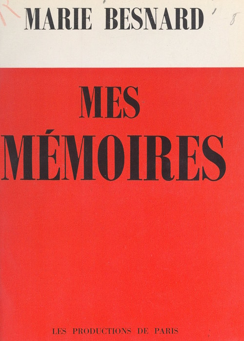 Couverture ebook de Mes mémoires, de Marie Besnard