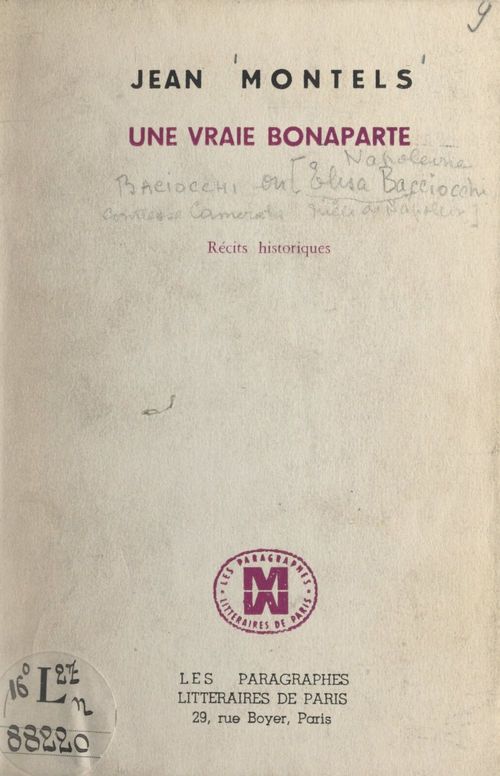 ebook cover of Une vraie Bonaparte, by Jean Montels