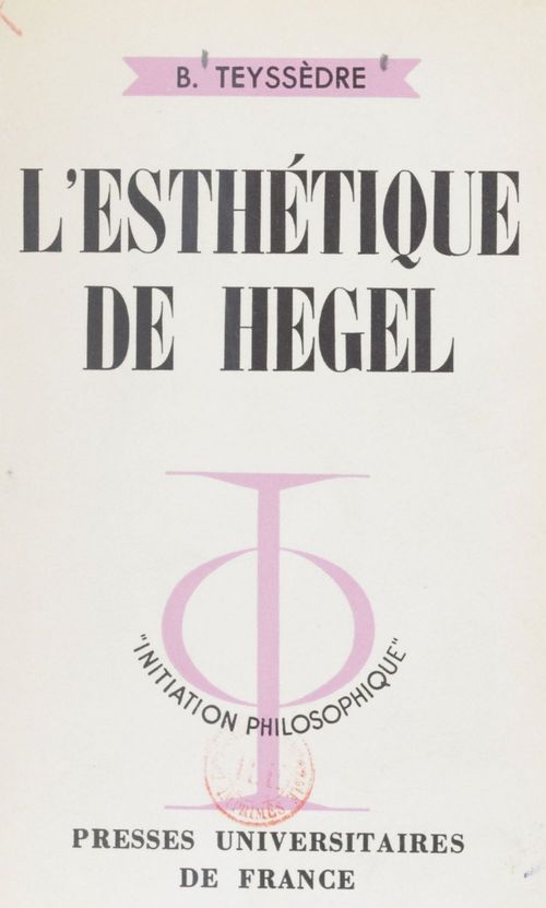 ebook cover of L'esthétique de Hegel, by Bernard Teyssèdre