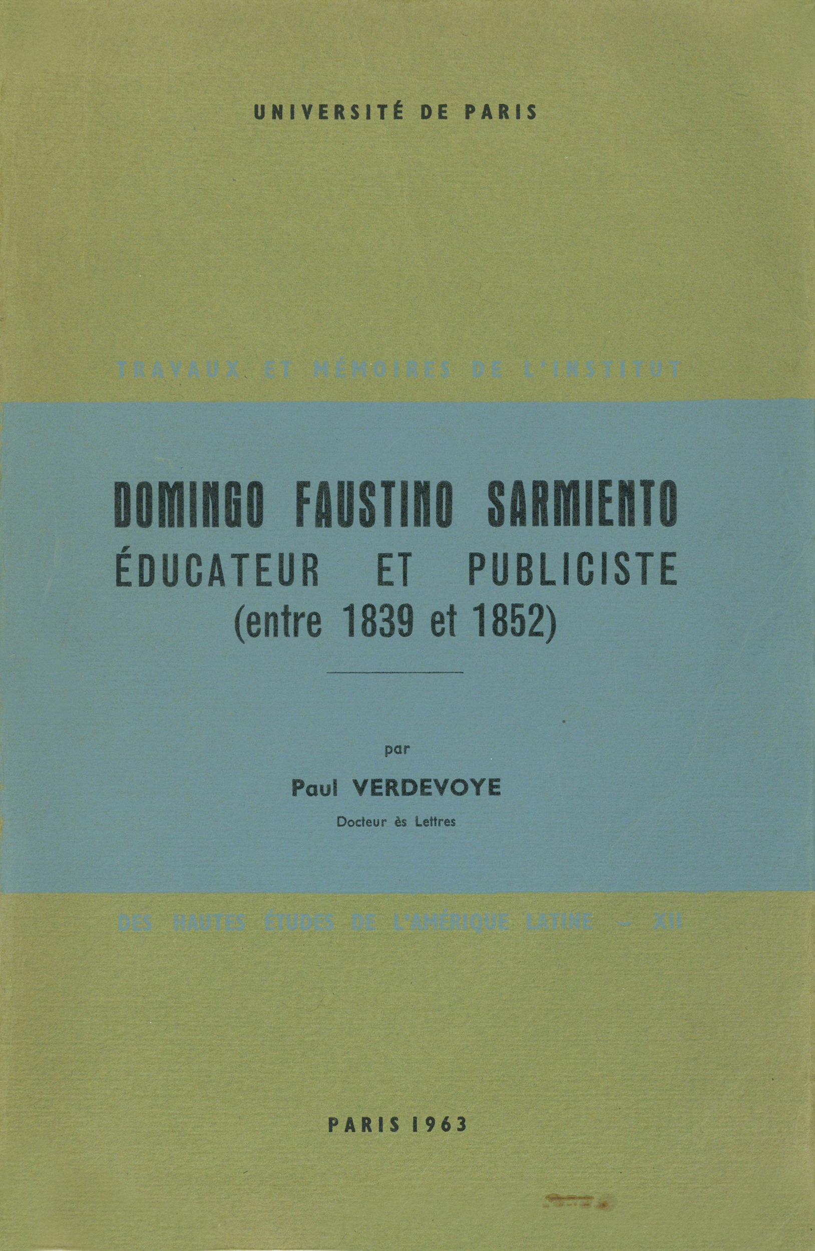 Couverture ebook de Domingo Faustino Sarmiento, de Paul Verdevoye