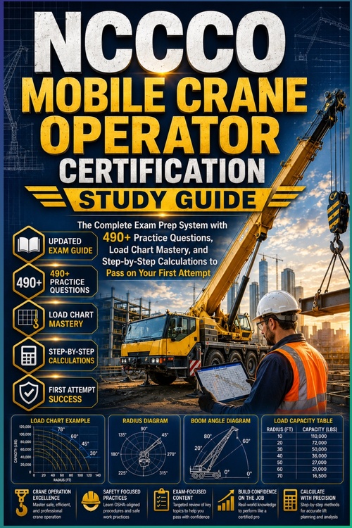 Couverture ebook de NCCCO Mobile Crane Operator Certification Study Guide, de Sebastian Crowe
