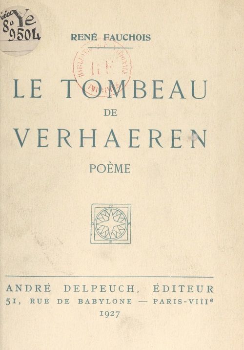 Couverture ebook de Le tombeau de Verhaeren, de Rene Fauchois