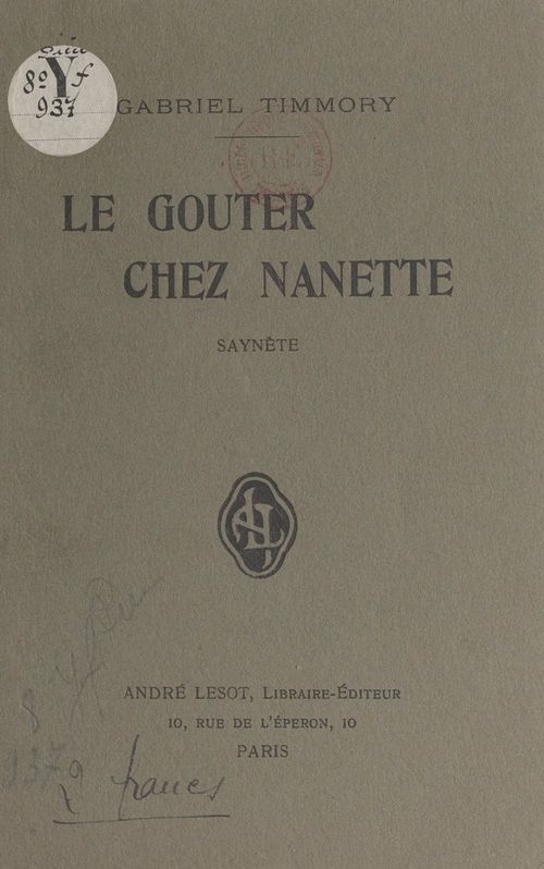 Couverture ebook de Le goûter chez Nanette, de Gabriel Timmory
