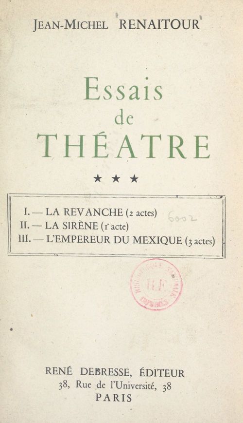 Couverture ebook de Essais de théâtre (3), de Jean-michel Renaitour