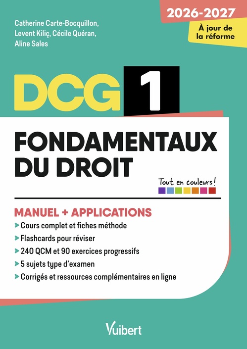 ebook cover of DCG 1 - Fondamentaux du droit : Manuel et Applications - Réforme 2026-2027, by Catherine Carte-Bocquillon, Levent Kilic, Cécile Quéran, Aline Sales