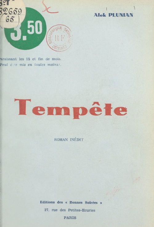 ebook cover of Tempête, by Alek Plunian
