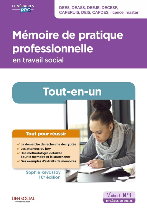 Couverture ebook de Mémoire de pratique professionnelle en travail social - Tout-en-un, de Sophie Kevassay