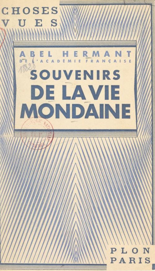 Couverture ebook de Souvenirs de la vie mondaine, de Abel Hermant
