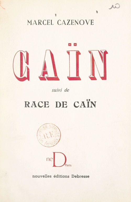 ebook cover of Caïn, by Marcel Cazenove