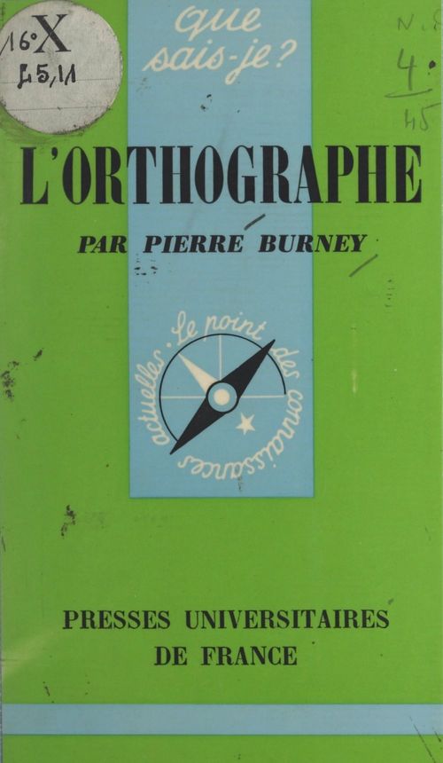 ebook cover of L'orthographe, by Pierre Burney