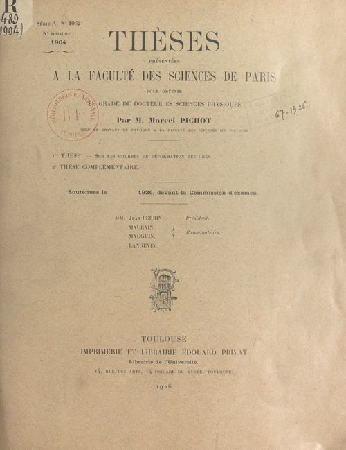 ebook cover of Sur les courbes de déformation des grès, by Marcel Pichot