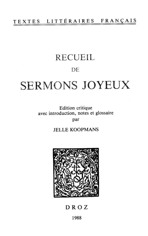 Couverture ebook de Recueil de sermons joyeux, de
