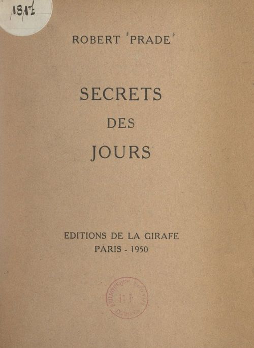 Couverture ebook de Secrets des jours, de Robert Prade