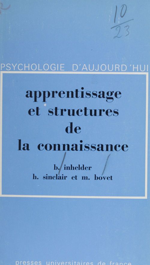 ebook cover of Apprentissage et structures de la connaissance, by Barbel Inhelder, Hermine Sinclair, Magali Bovet