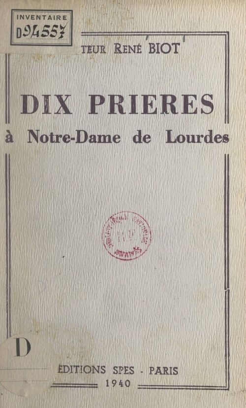 Couverture ebook de Dix prières à Notre-Dame de Lourdes, de Rene Biot