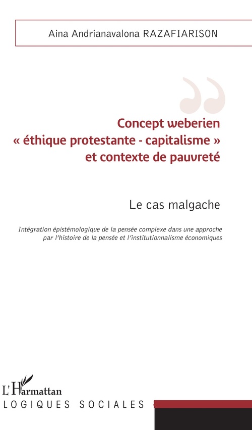 ebook cover of Concept weberien "éthique protestante - capitalisme" et contexte de pauvreté, by Aina Andrianavalona razafiarison