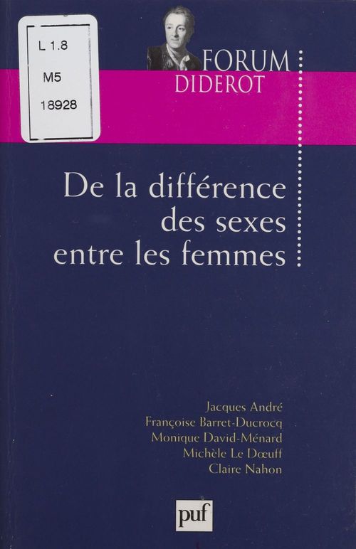 Couverture ebook de De la différence des sexes entre les femmes, de Pierre Fédida