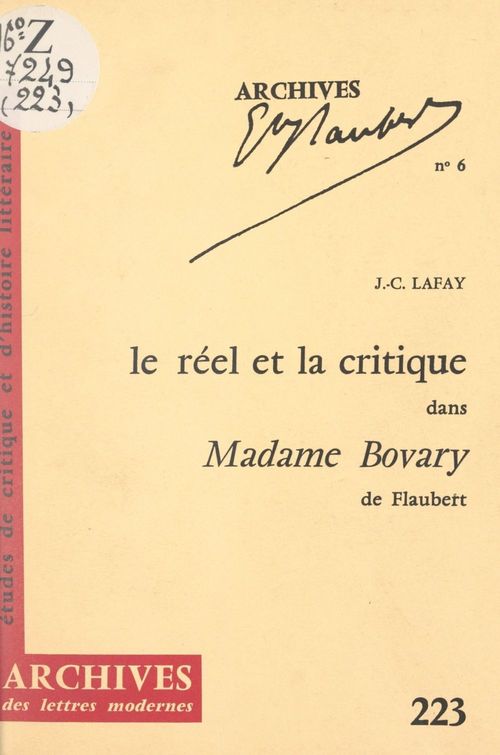 Couverture ebook de Le réel et la critique dans "Madame Bovary", de Flaubert, de Jean-Claude Lafay