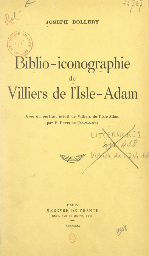 ebook cover of Biblio-iconographie de Villiers de l'Isle-Adam, by Joseph Bollery