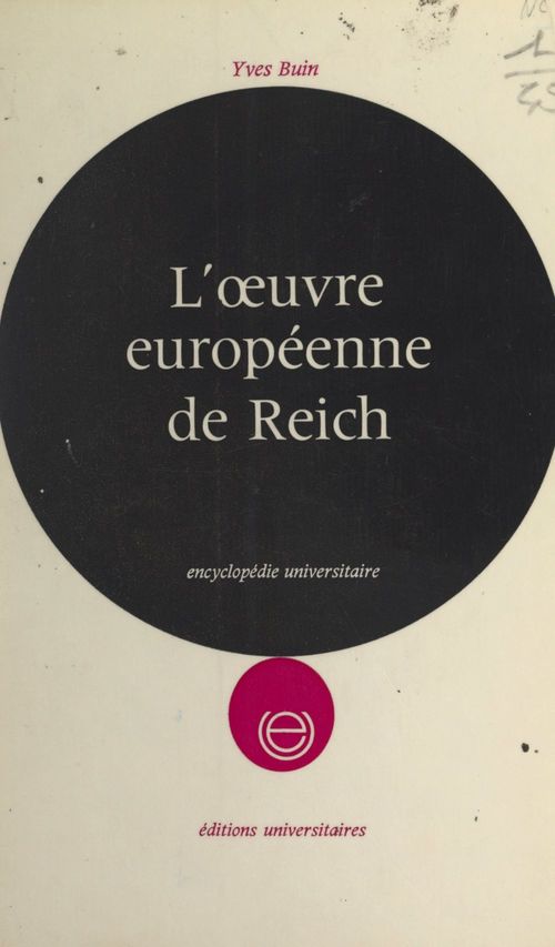 ebook cover of L'oeuvre européenne de Reich, by Yves Buin