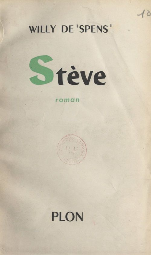 Couverture ebook de Stève, de Willy de Spens