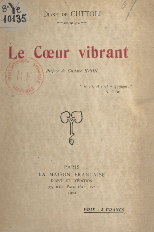 Couverture ebook de Le coeur vibrant, de Diane De Cuttoli