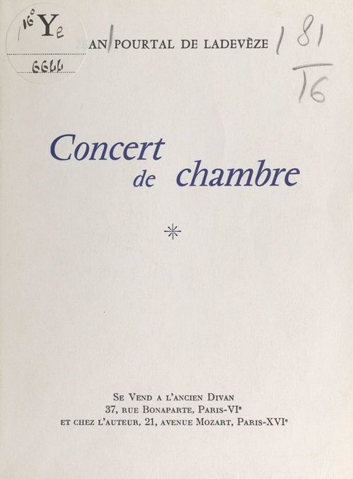 ebook cover of Concert de chambre, by Jean Pourtal De Ladeveze