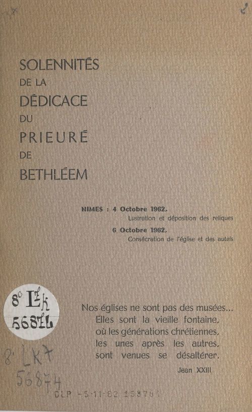 Couverture ebook de Solennités de la dédicace du prieuré de Bethléem, de Pierre Afflatet
