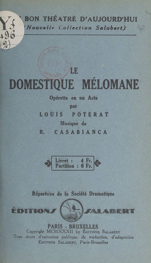 Couverture ebook de Le domestique mélomane, de Louis Poterat