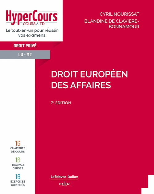 Couverture ebook de Droit européen des affaires 7e édition, de Blandine de Clavière-Bonnamour, Cyril Nourissat