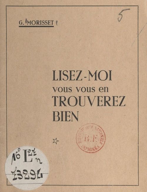 Couverture ebook de Lisez-moi, vous vous en trouverez bien, de Gedeon Morisset