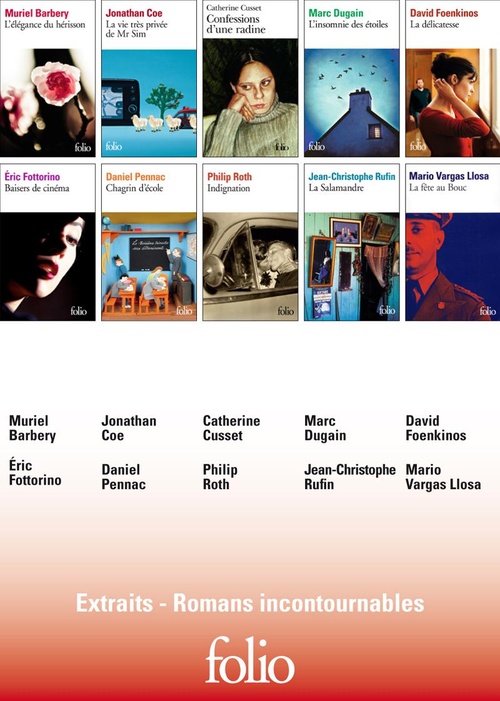 ebook cover of EXTRAITS - Romans incontournables Folio, by Muriel Barbery, Jonathan Coe, Catherine Cusset, Marc Dugain, David Foenkinos, Eric Fottorino