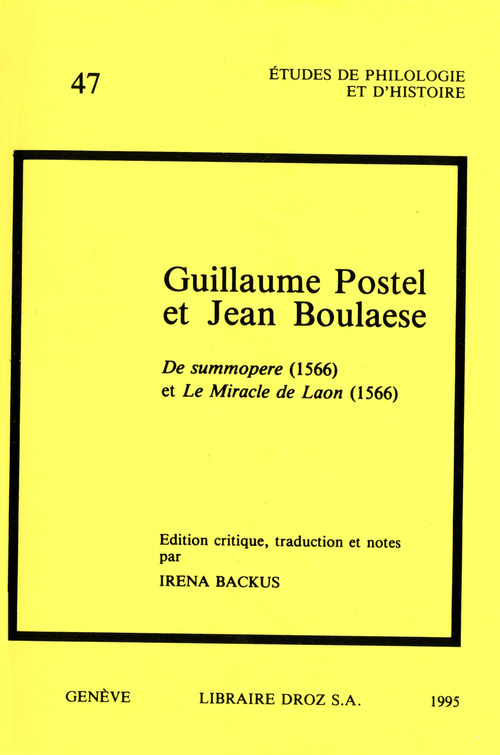 Couverture ebook de De summopere (1566) ; Le Miracle de Laon (1566), de Postel, Boulaese