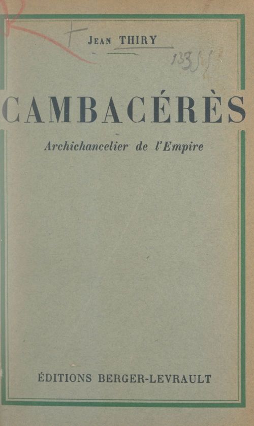 Couverture ebook de Jean-Jacques-Régis de Cambacérès, de Jean Thiry