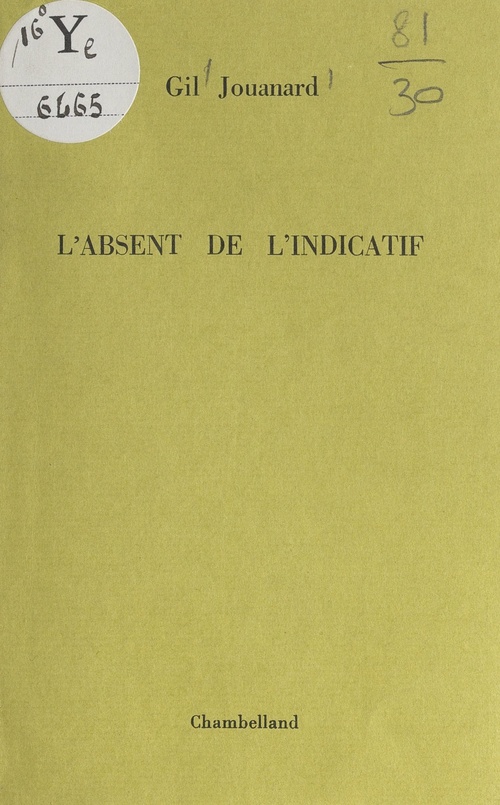 Couverture ebook de L'absent de l'indicatif, de Gil Jouanard