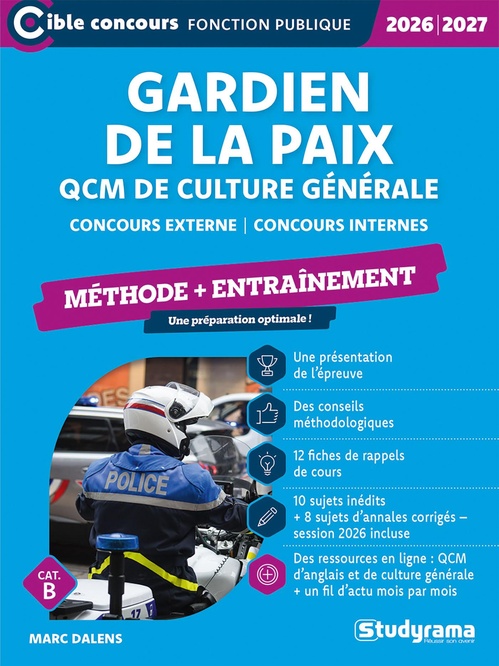 ebook cover of Gardien de la paix : QCM de culture générale - Catégorie B - Édition 2026-2027, by Marc Dalens
